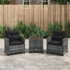 Tangkula 3 Pieces Patio Bistro Set Outdoor PE Rattan Conversation Chair Set with Tempered Glass Side Table and Removable Cushions Black - 4 of 4