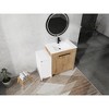 Vynxaria 42 in. Single Freestanding Glossy White Imitation Oak Plywood Bath Vanity with White Ceramic Top KD-PACKING Ready to Assemble - 3 of 4