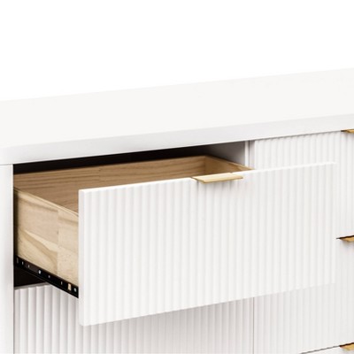 Warm White 6-Drawer Dresser with Gold Accents