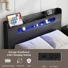 KTMBDW Bed Frame with 2-Tier Storage Headboard, Wood Platform Bed Frame, Built in Charging Station & LED, Dark Brown - 4 of 4