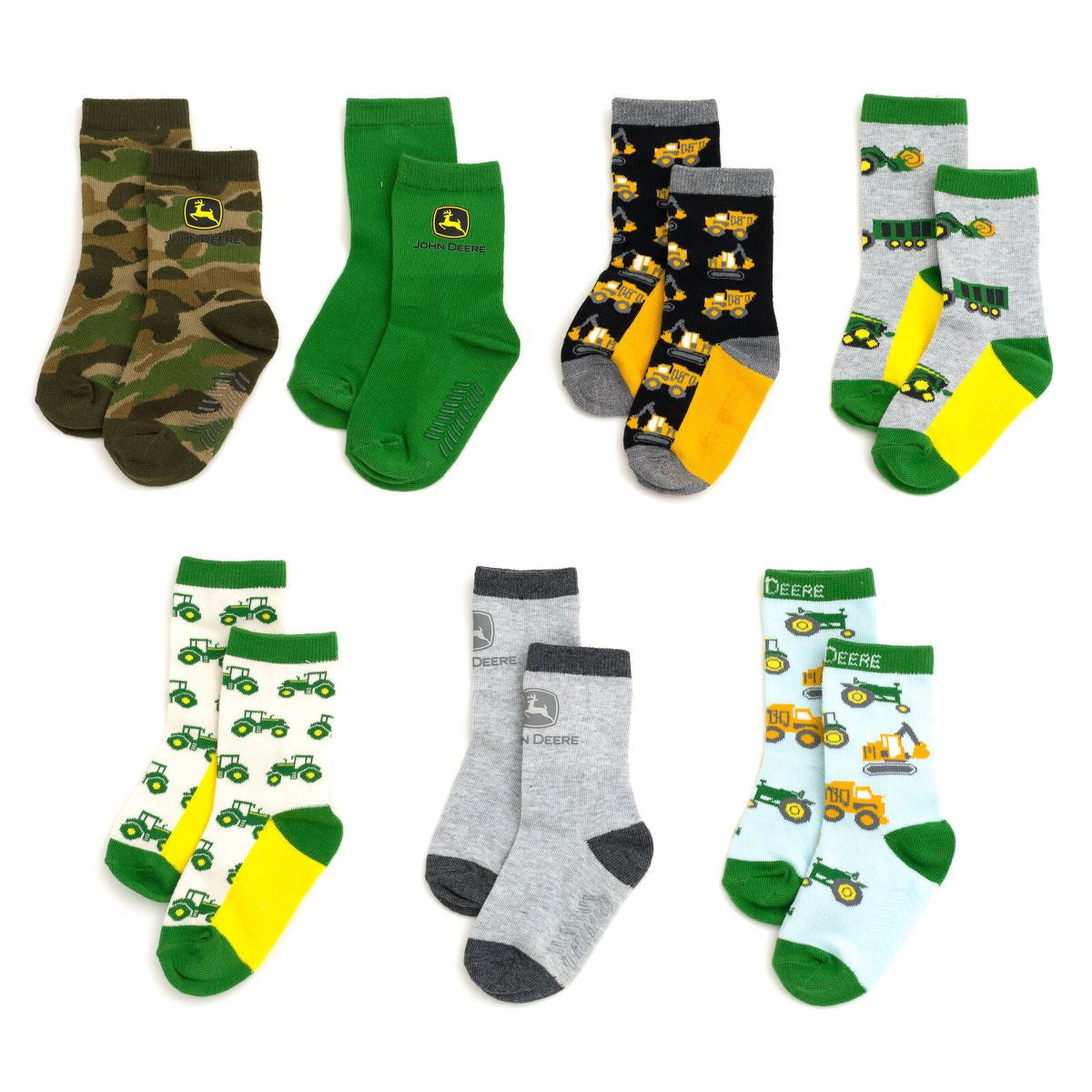 John Deere Toddler Boys' Non-Slip Grip 7-Pack Crew Socks - thumbnail 10