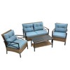 SKRAN Set of 4 Outdoor Patio Furniture Set with Coffee Table, 2-Seater Sofa, 2 Chairs, PE Wicker Conversation Set for Garden, Backyard and Deck - 2 of 4