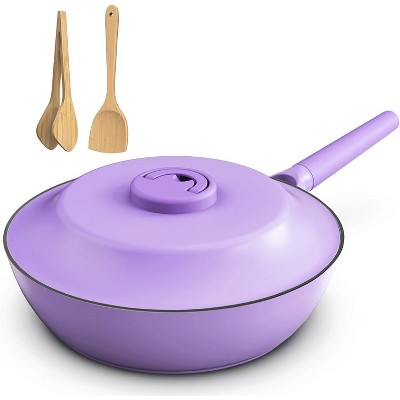 imarku Deep Frying Pans Nonstick with Lid, 11-inch Multipurpose Pans, Healthy Kitchen Chef's Pan with Ergonomic Detachable Handle