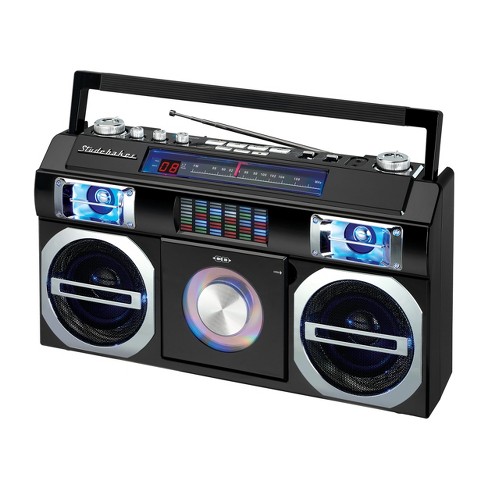 Wereldvenster terrorist geduldig Studebaker 80's Retro Street Bluetooth Boombox With Fm Radio, Cd Player,  Led Eq (sb2145) - Black : Target