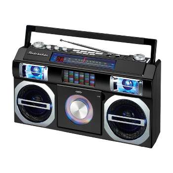 Studebaker 80's Retro Street Bluetooth Boombox with FM Radio, CD Player, LED EQ (SB2145) - Black