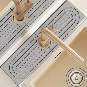 Detachable Faucet Handle Drip Catcher - Dish Drying Mat & Soap Sponge Holder, Sink Splash Guard for Kitchen/Bathroom - 1 of 4