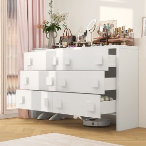 FUFU&GAGA Contemporary Chest of Drawers White 6 - Drawer Dresser: A Fusion of Minimalist Design and Ample Storage for Bedroom - 1 of 4
