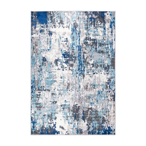 World Rug Gallery Distressed Modern Abstract Area Rug - Blue 5' x 7