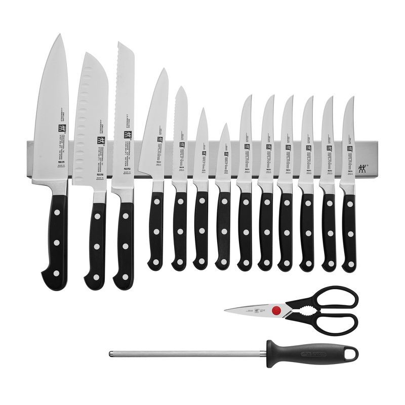 ZWILLING Professional "S" 16-pc Knife Set With 17.5" Stainless Magnetic Knife Bar, 1 of 2