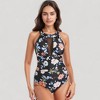 Anna-Kaci Swim Women's Halter Neck One Piece Swimsuit with Keyhole Front Detail and Floral Patterned Bodice - 2 of 4