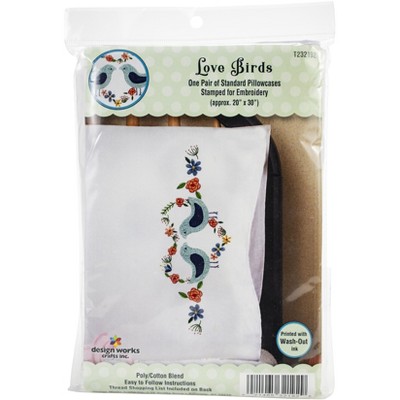 Tobin Stamped For Embroidery Pillowcase Pair 20"X30"-Love Birds