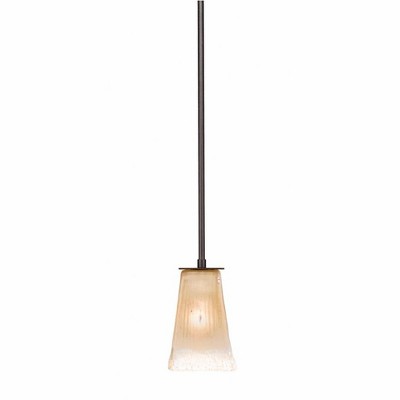 Toltec Lighting Apollo 1 - Light Pendant in  Dark Granite with 5" Square Amber Crystal Shade