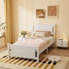 Karl Home Wood Bed Frame Twin Size Platform Bed with Headboard White - 3 of 4