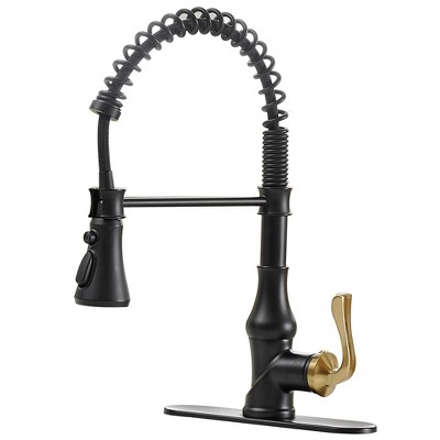Single-Handle Pull-Down Sprayer 3 Spray High Arc Kitchen Faucet With Deck Plate