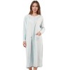 YafeMarte Women’s Long Sleeve Quilted Fleece Button-Front Nightgown with Embroidered Floral Design - 2 of 4