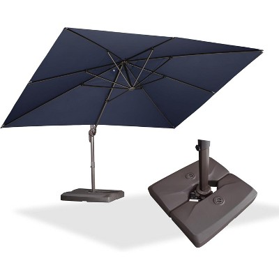 PURPLE LEA Cantilever Patio Umbrella with Base Included Square Umbrella with 360° Rotation and Aluminum Offset Hanging Outdoor Umbrella