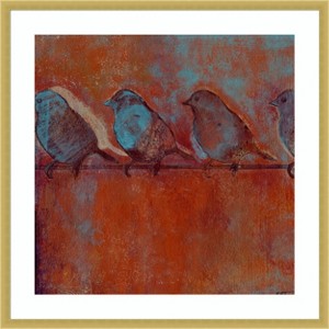 Amanti Art Row of Sparrows I by Norman Wyatt Jr. Wood Framed Wall Art Print - 1 of 4