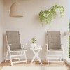 vidaXL 2-Piece Garden Chair Highback Cushions - Taupe 47.2"x19.7"x1.2" - Water Repellent, UV Resistant, Non-Slip Polyester Cushions - 2 of 4