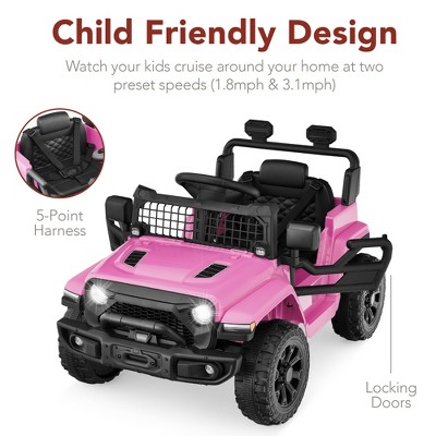 Pink 6V Kids Ride-On Truck with Remote Control and LED Lights