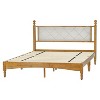 NicBex Full Size Wood Bed Frame with Upholstered Headboard,Wood Slat Support,Large Under Bed Storage,Brown - 4 of 4