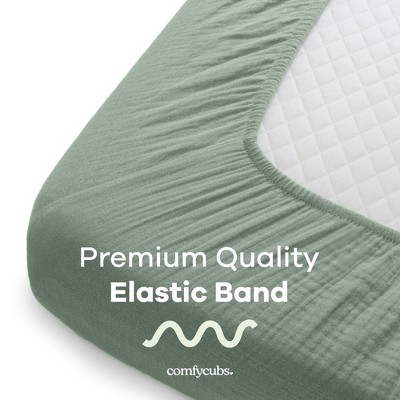 Fern Green Muslin Cotton Fitted Crib Sheet for Toddler Mattress