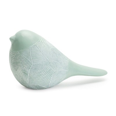 Set of 4 Green Etched Resin Bird Figurines