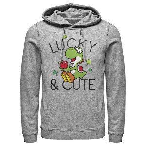 Men's Nintendo Super Mario Yoshi St. Patrick's Lucky and Cute Pull Over Hoodie - 1 of 3