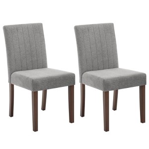 Parsons Dining Chairs Set of 2, Upholstered Linen Fabric with Button Tufted Back, Wood Legs for Kitchen, Dining Room, Living Room - 1 of 4