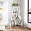 VECELO 4-Tier Metal Ladder Shelf, Multifunctional Ladder Bookshelf Plant Flower Stand Storage Rack Shelves Bookcase, Brown/Black/White - 4 of 4