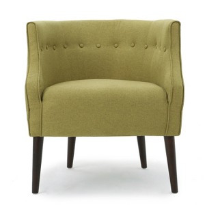 TiramisuBest Modern Club Chair with Button-Tufted Back & Tonal Piping,Mid-Century Accent Chair with Birch Wood Legs,Beige - 1 of 4
