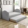 Twin Madigan Faux Leather Upholstered Day Bed and Roll Out Trundle Frame Set - Eco Dream - 2 of 4
