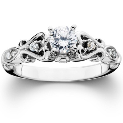 Pompeii3 3/8CT Vintage Diamond Engagement Ring 14K White Gold