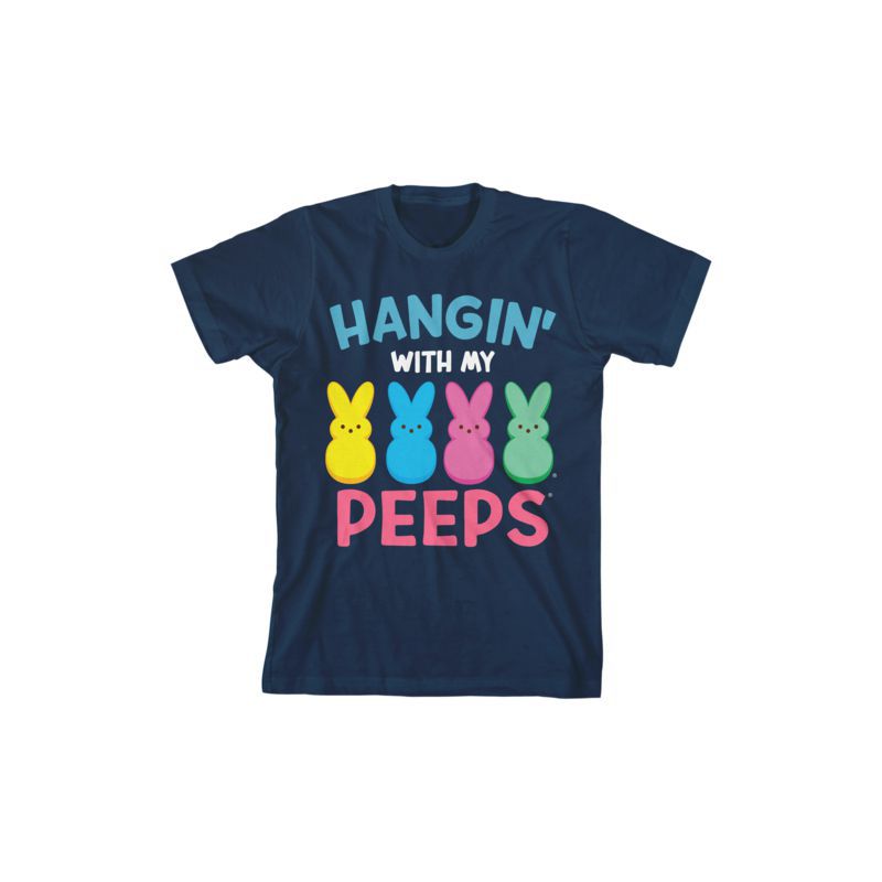 Peeps Hangin' With My Peeps Boy's Navy Blue T-shirt, 1 of 2