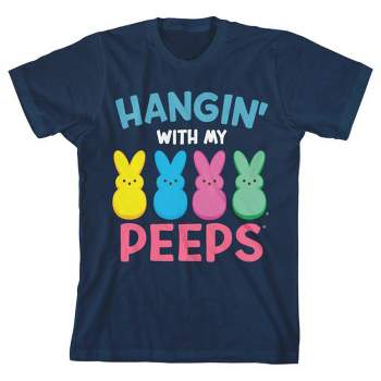 Peeps Hangin' With My Peeps Boy's Navy Blue T-shirt