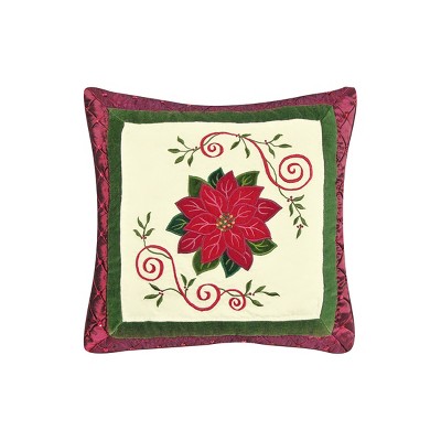 C&F Home 16" x 16" Red Poinsettia Quilted Pillow