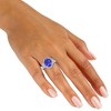 Pompeii3 5Ct Oval Simulated Tanzanite Moissanite & Lab Created Diamond Ring 10k White Gold - 4 of 4