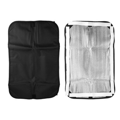 Unique Bargains Door Window Cover Sun Shade 25"x16" Black Silver Tone 2 Pcs