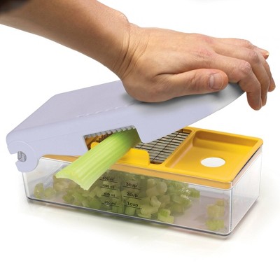 Multicolor Manual Fruit and Vegetable Chopper with 3 Blades