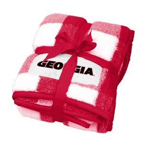 NCAA Georgia Bulldogs Buffalo Check Frosty Fleece Throw Blanket - 1 of 1