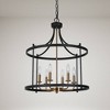 LNC Trounifer 6-Light Matte Black Polished Gold Candle Lantern Chandelier: Indoor Cylinder Cage Design, UL Listed - 3 of 4