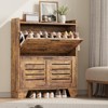 Narrow Shoe Cabinet for Entryway Storage, Slim Freestanding Organizer with 2 Flip Drawers and Hooks, Hidden Shoe Storage for Hallway, Foyer, Garage - 2 of 4