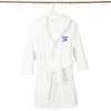 Personalized Linum Kids 100% Polyester SUPER PLUSH Double Brushed Hooded Bathrobe in Purple Script Font - 2 of 3