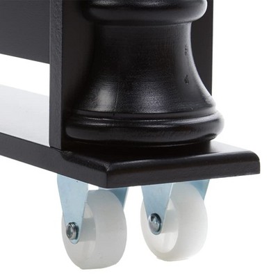 Slim Black Wooden Rolling Kitchen Cart with 4 Shelves