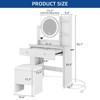 Makeup Table Vanity Desk Set 2 Drawer Round LED Lighted Mirror 3 Shelves and w/Stool Makeup Vanity Table - 2 of 4