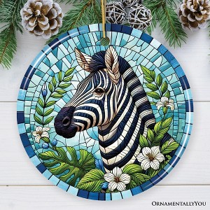 Zebra Stripes Safari Stained Glass Style Ceramic Ornament, African Animals Christmas Gift and Decor| OrnamentallyYou - 1 of 4