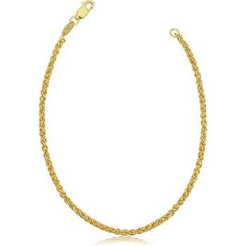 Pompeii3 14k Yellow Gold Filled 2.5 mm Round Wheat Chain Necklace Mens 26"