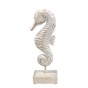 Beachcombers Small Whitewashed Seahorse On Stand Rustic Mango Home Decor Sign Beach Coastal Ocean Sea Life 11.25 x 2.37 x 1.75 Inches. - 1 of 2