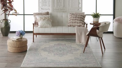 Cream and Red Tufted Synthetic Medallion Rug 3' x 5'