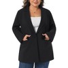 Agnes Orinda Women's Plus Size Notch Panel Button Long Sleeve Casual Business Outfits Blazers with Pocket - 2 of 4