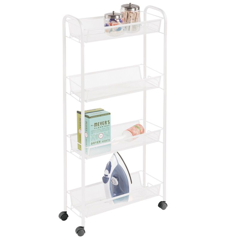 mDesign Steel Slim Rolling Utility Cart Storage Organizer with 4 Shelves, 1 of 8